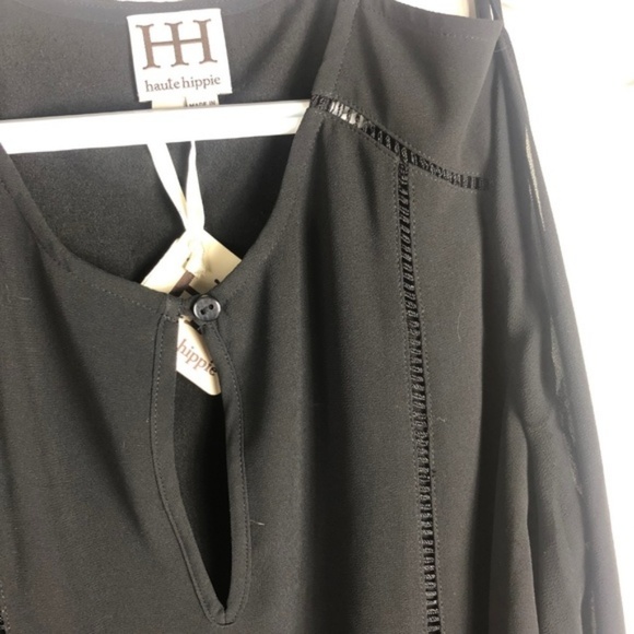 Haute Hippie Bessie Cutout Sleeve Black Dress NWT - Picture 5 of 5